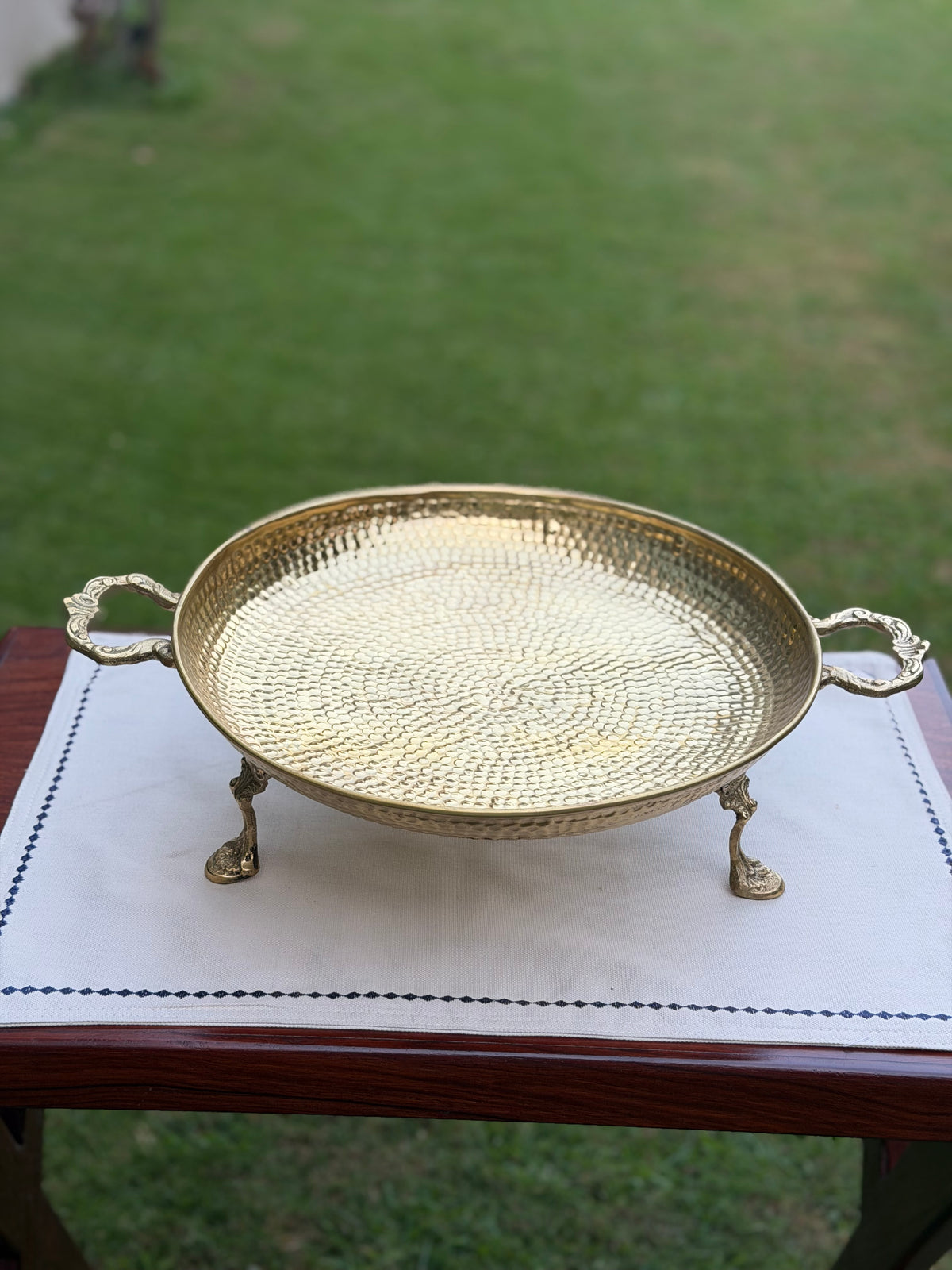 Brass serving round platter
