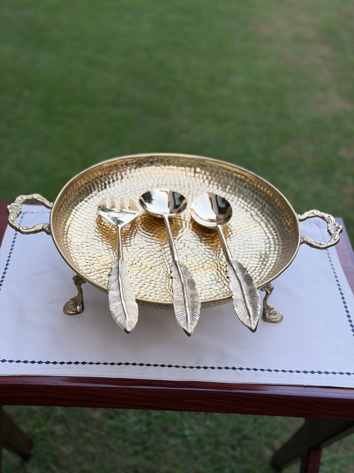 Brass serving round platter