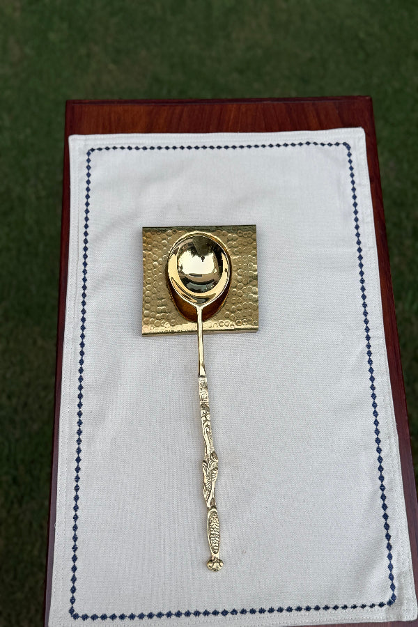 Brass Serving spoon with a spoon rest