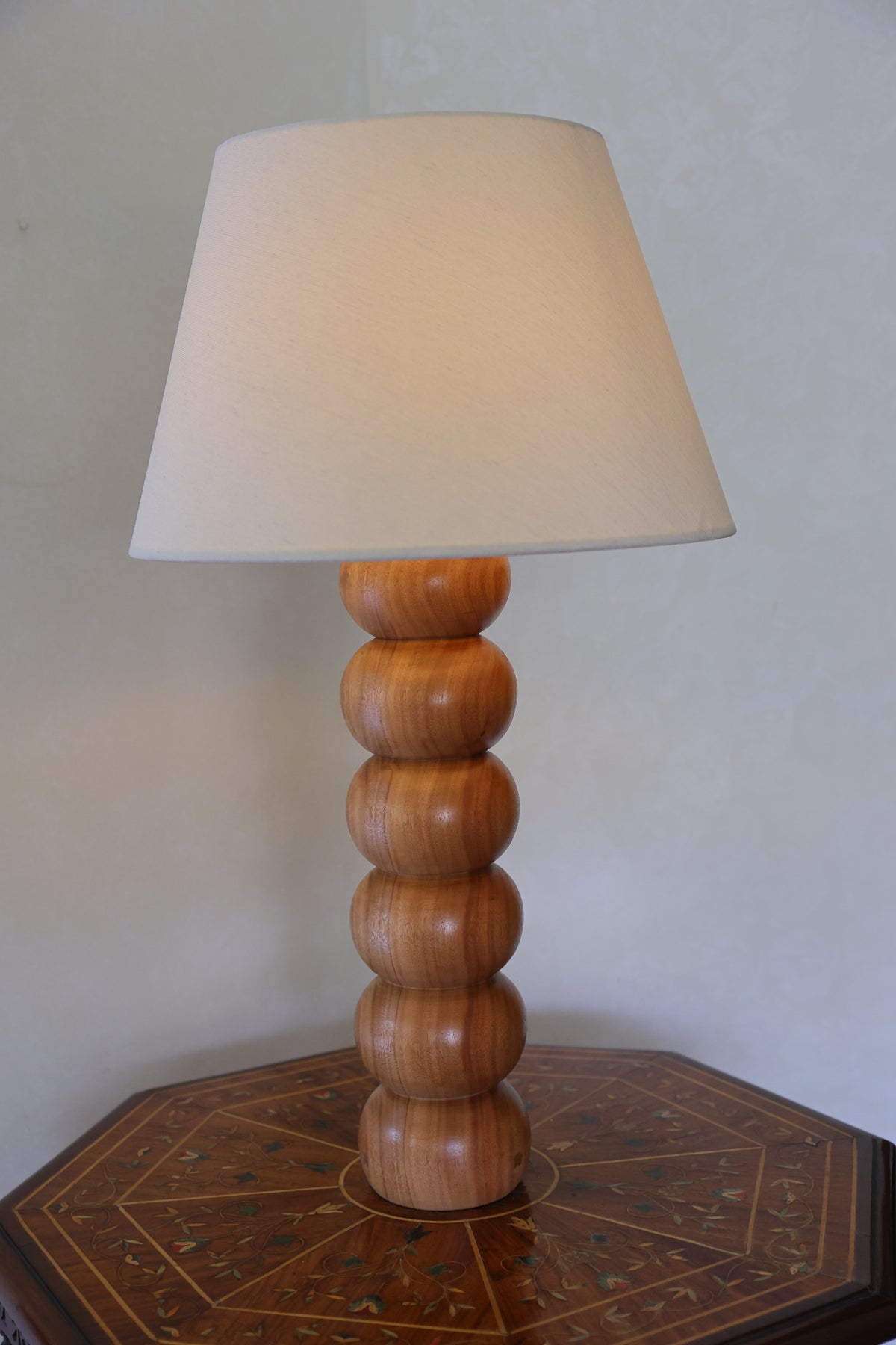 Round ball table lamp with plain shade
