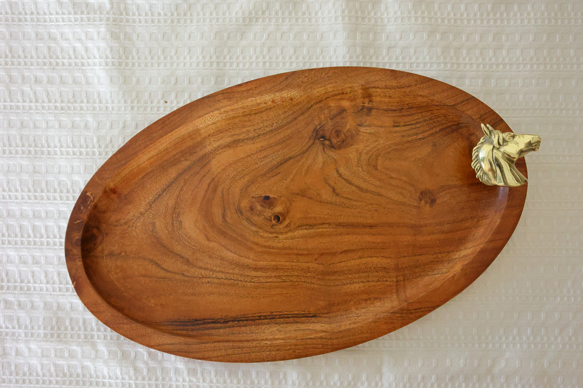 Horse wooden oval tray
