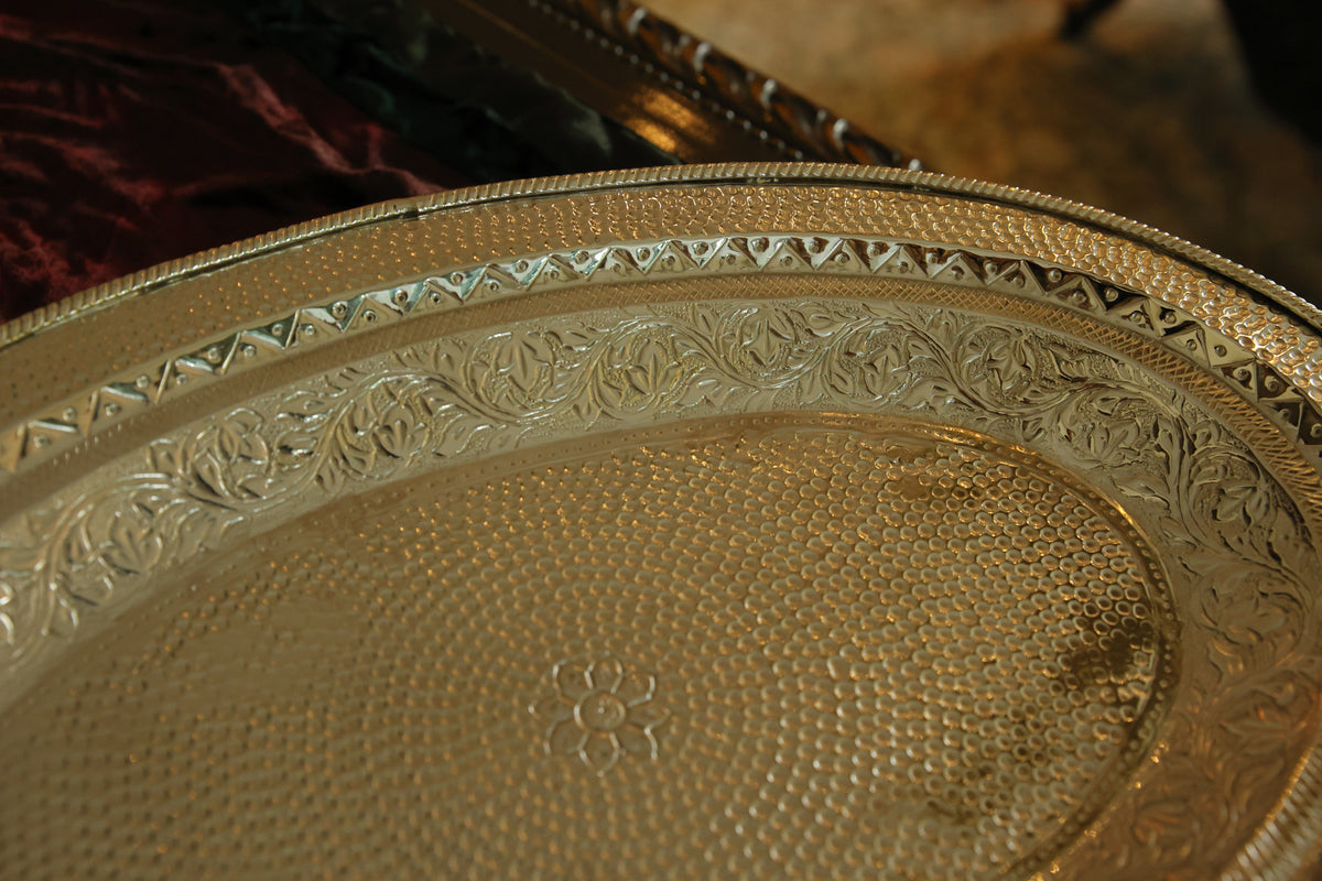 Brass serving round platter