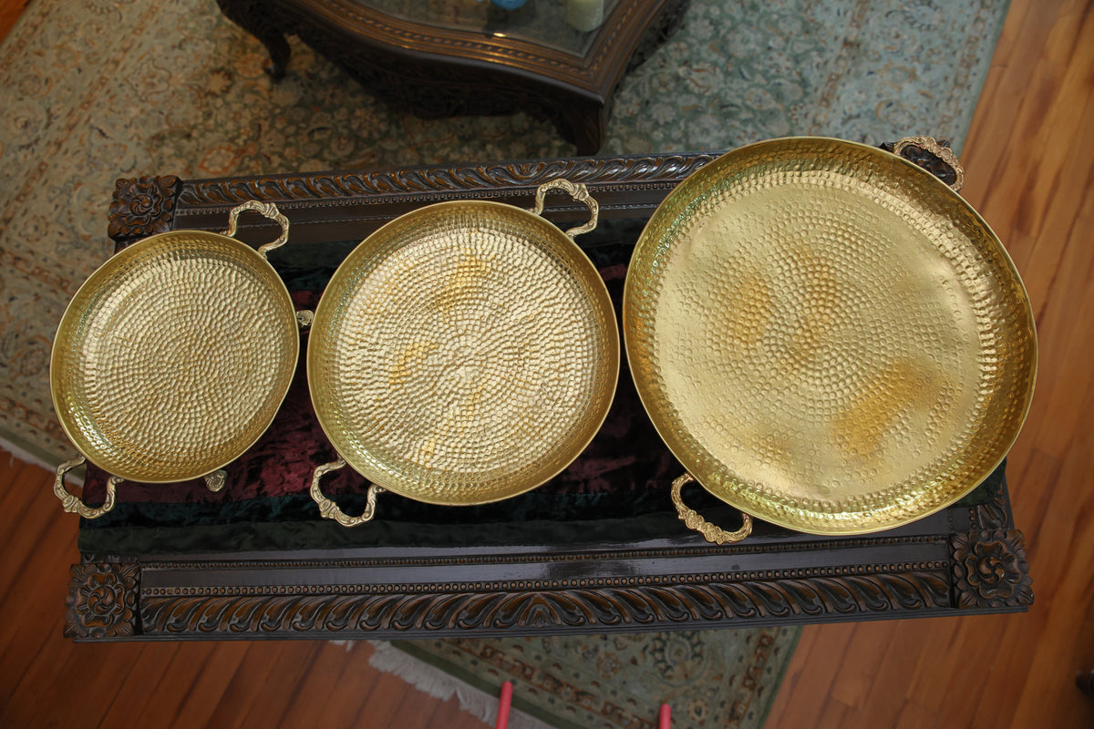 Brass serving round platter