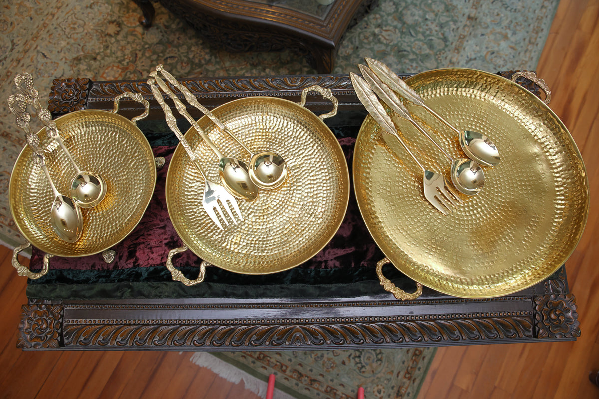 Brass serving round platter