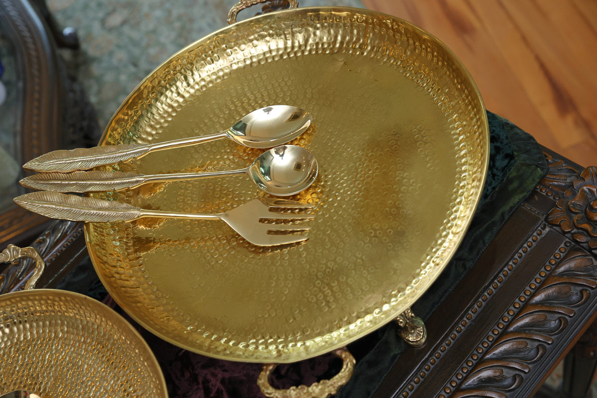 Brass serving round platter