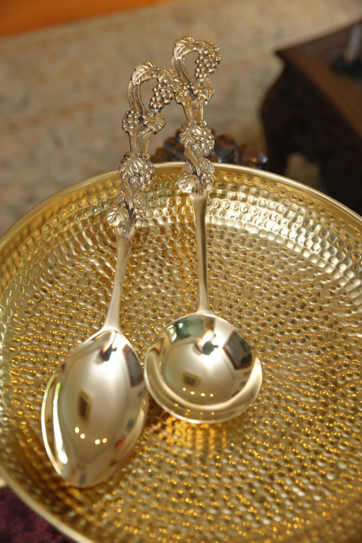 Mughal brass serving spoon set