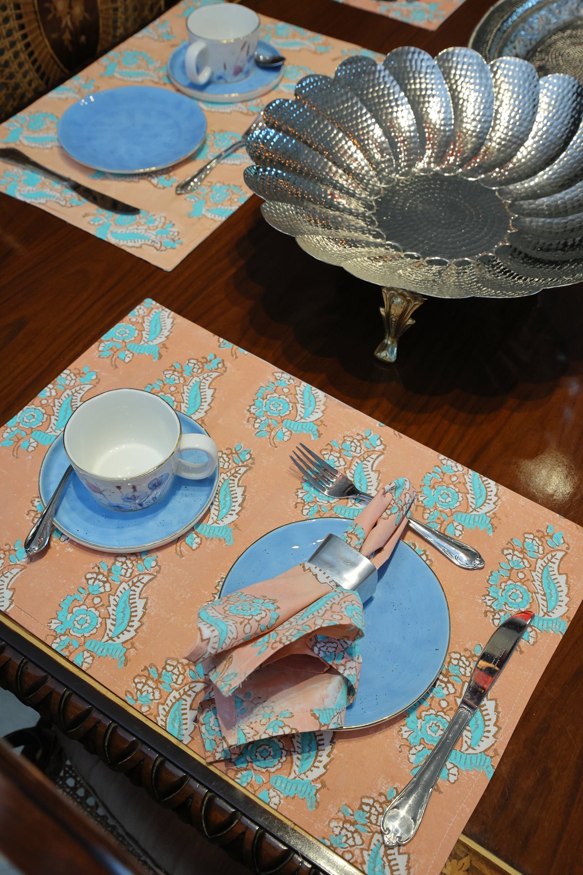 Peach Oriental Floral Napkins