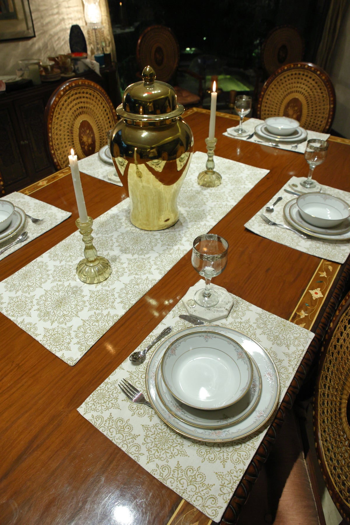 Beige & Gold Floral Runner
