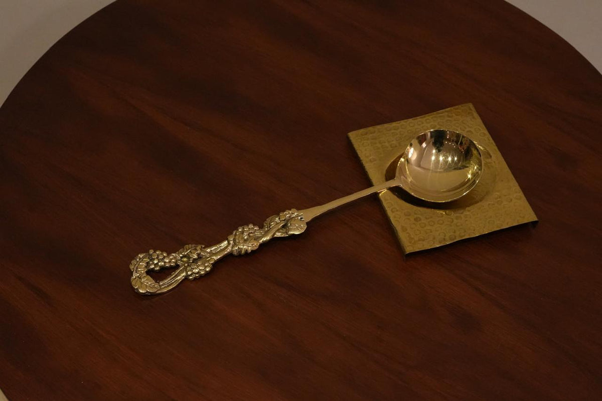 Brass Serving spoon with a spoon rest