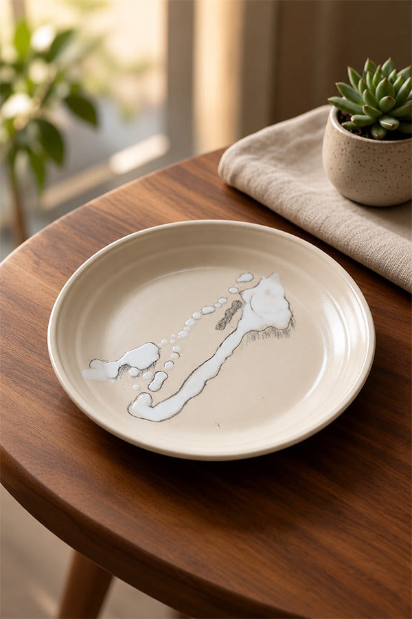 Beige ceramic platter