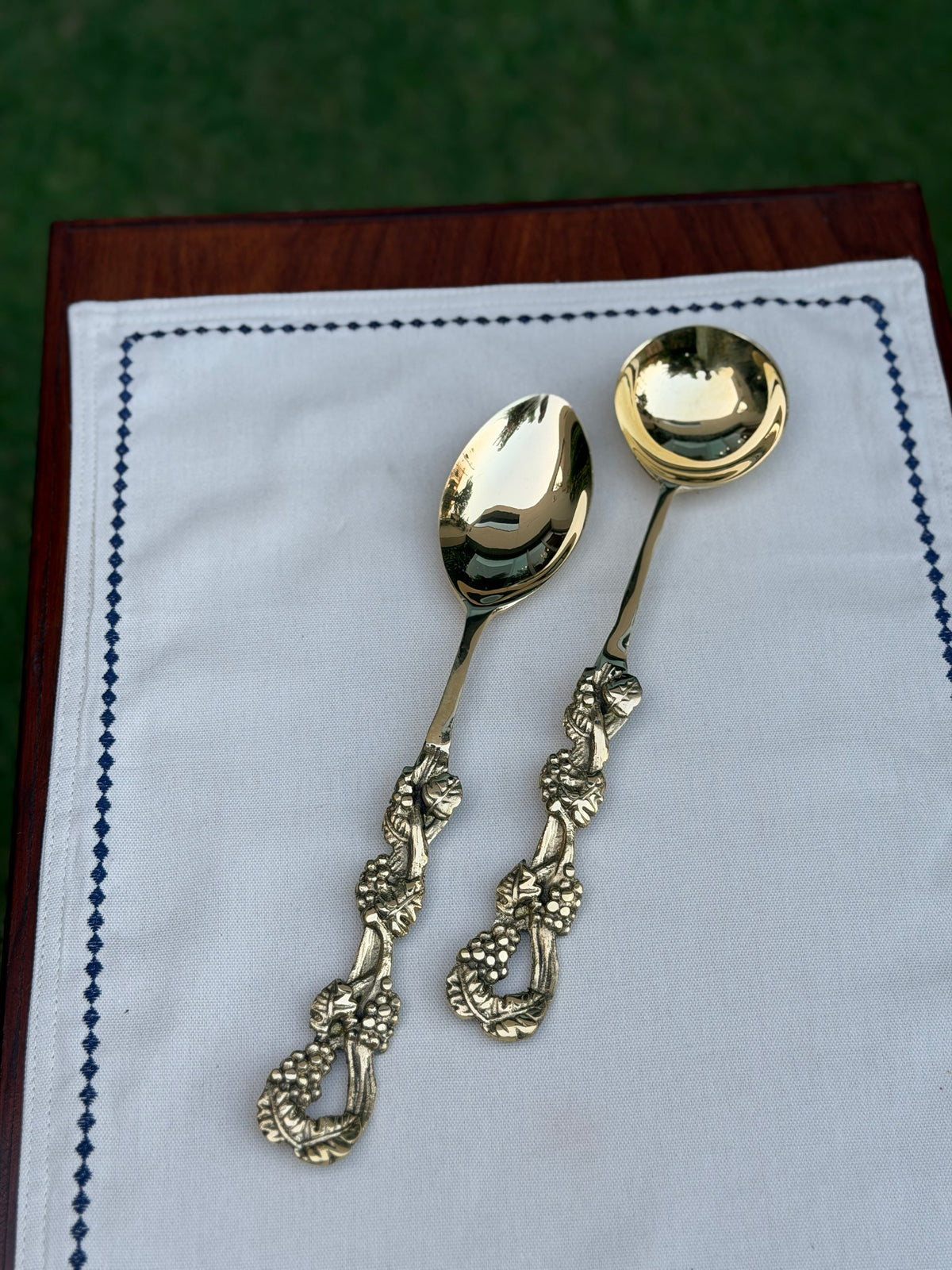 Mughal brass serving spoon set