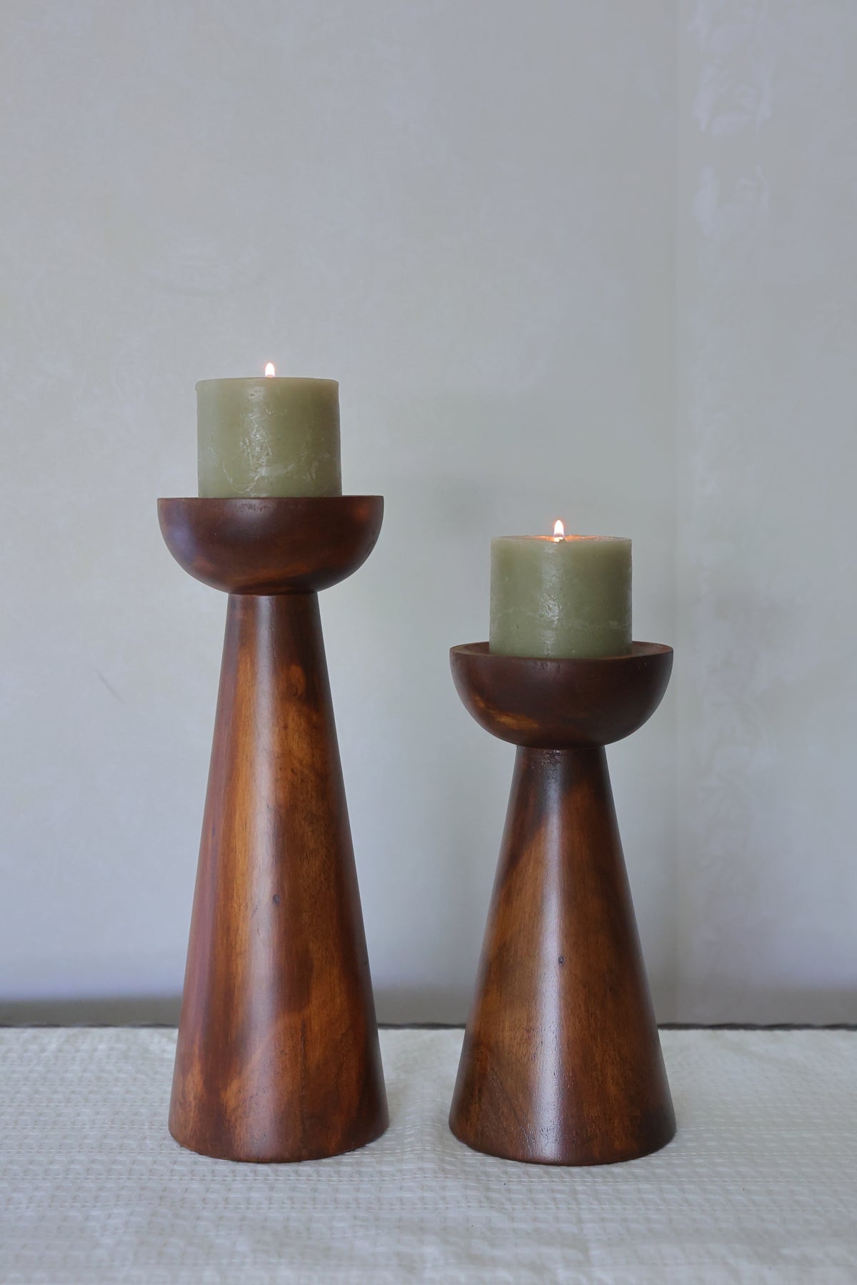 Column wooden candle stands