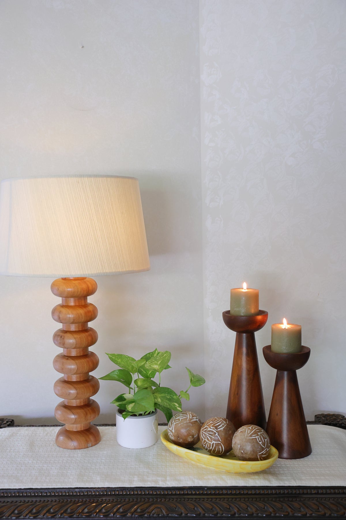Column wooden candle stands