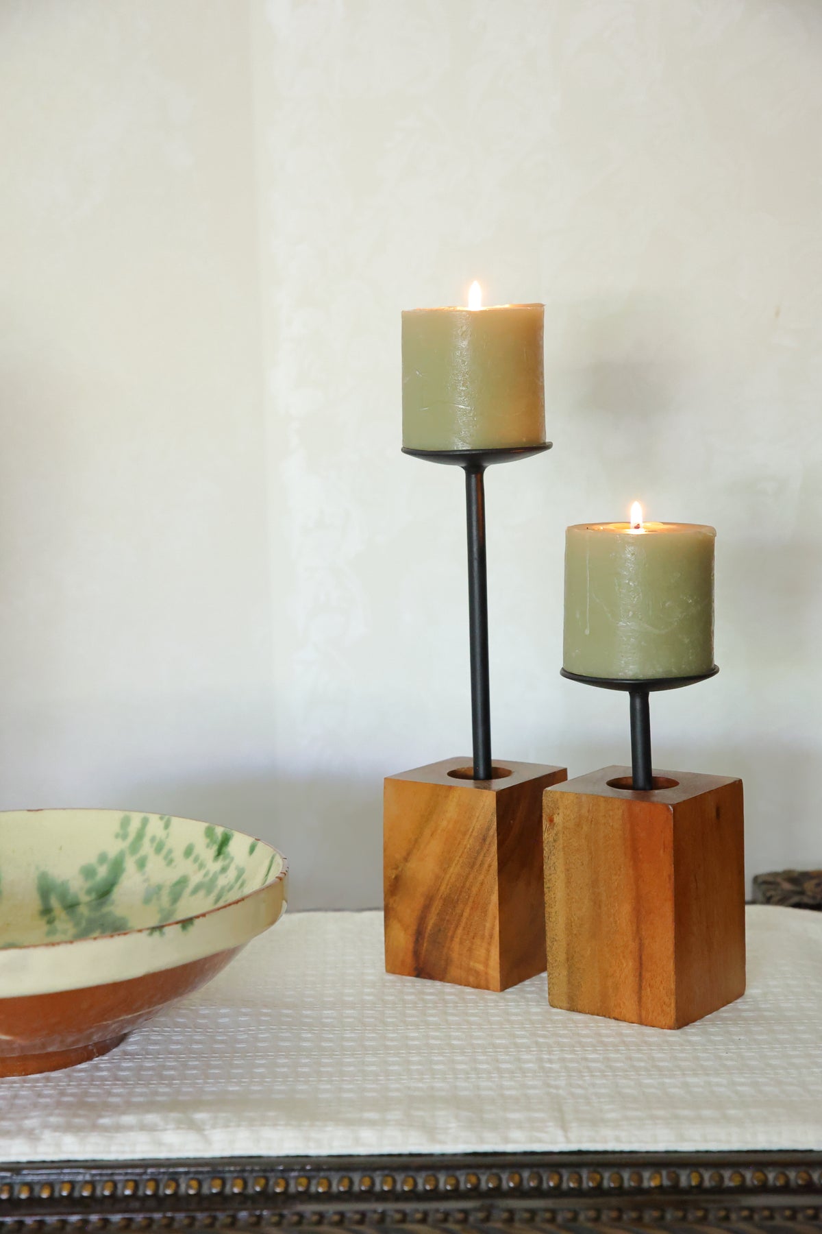 Perch black  square candle stands