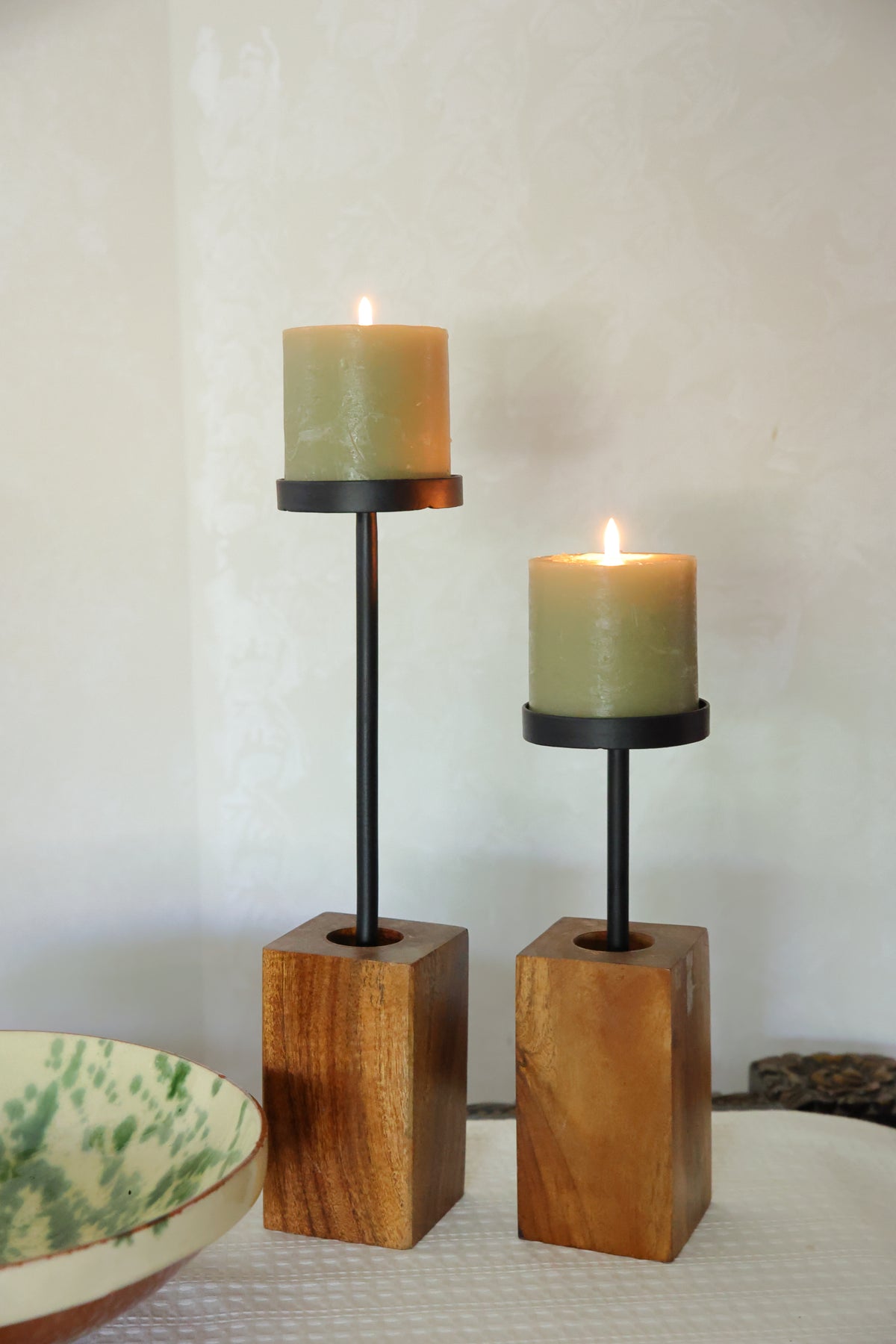 Perch black  square candle stands