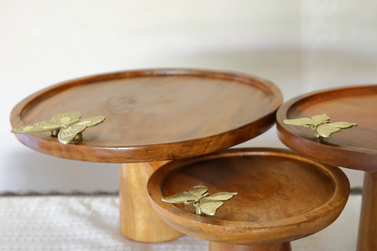 Wooden butterfly platter large