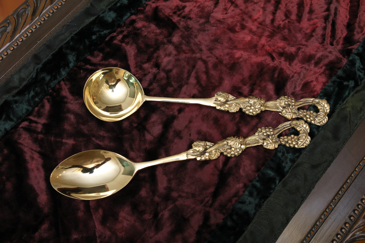 Mughal brass serving spoon set