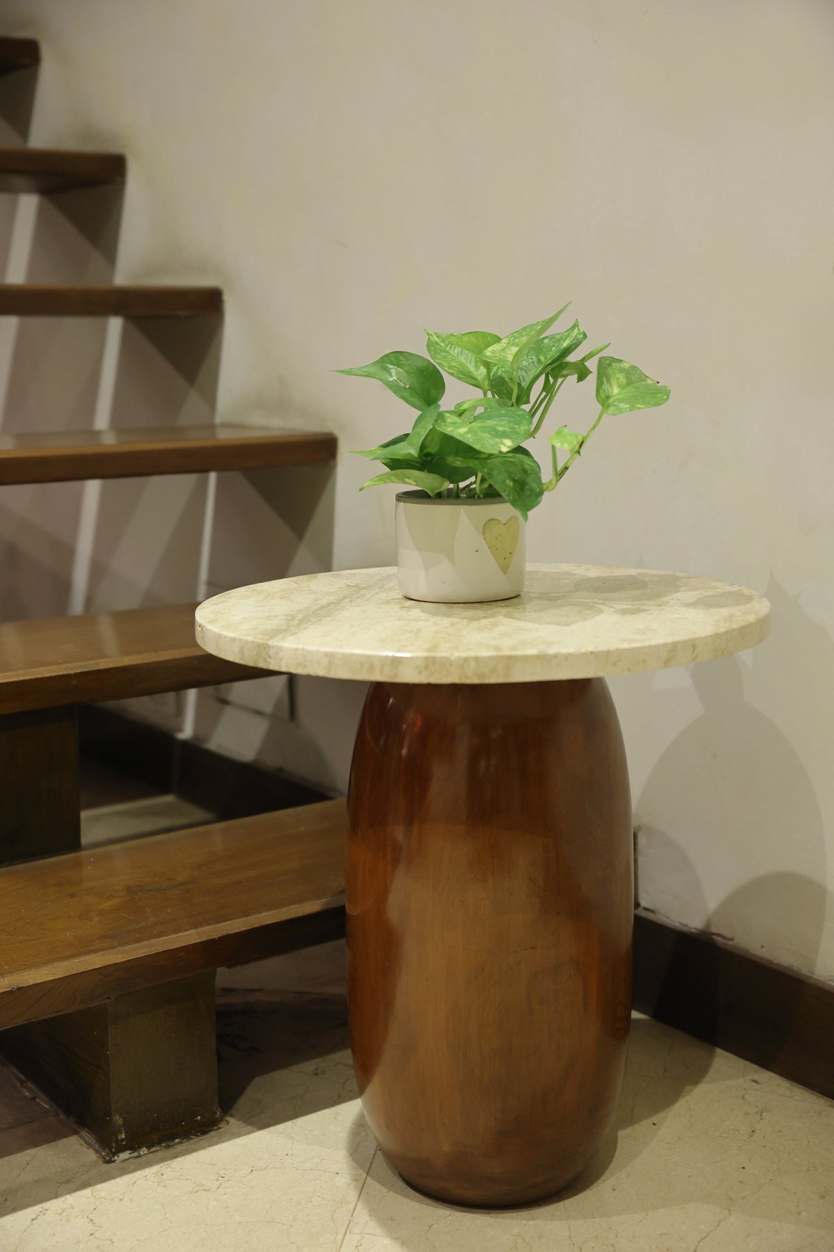 Round wooden table